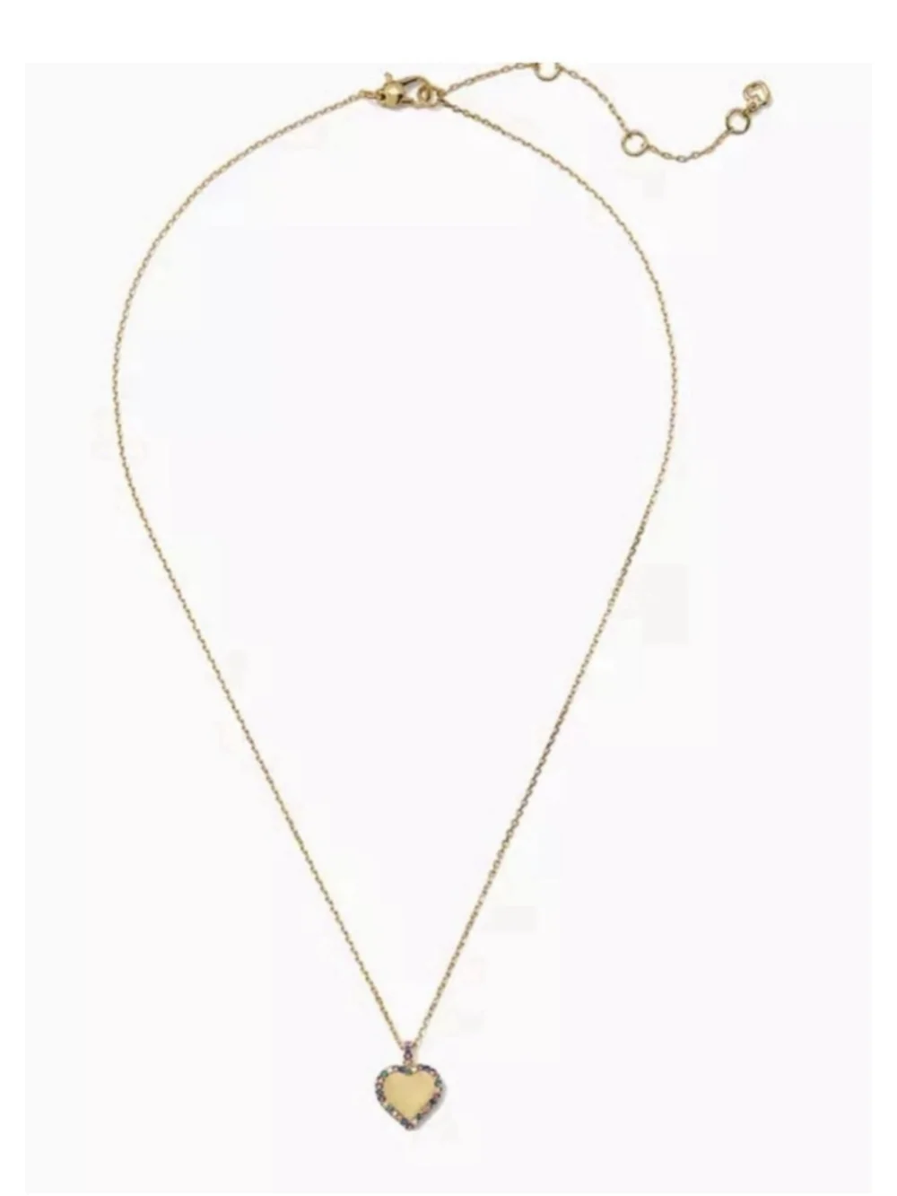 Kate Spade Take Heart Colorful Crystal Necklace Gold Tone Chain NWT - Picture 3 of 3